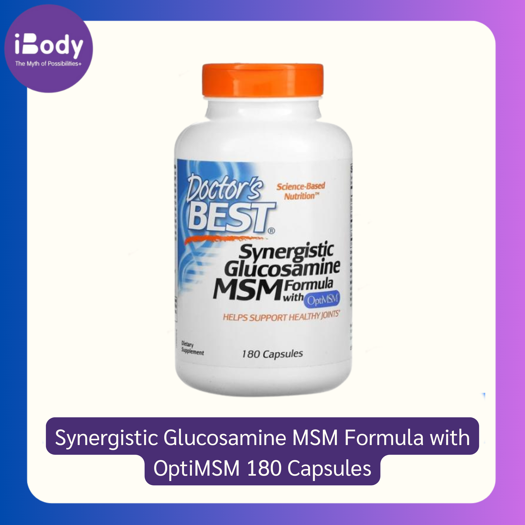 Synergistic Glucosamine MSM Formula with OptiMSM® 180 Capsules (Doctor's Best) OptiMSM® is The World's Purest MSM