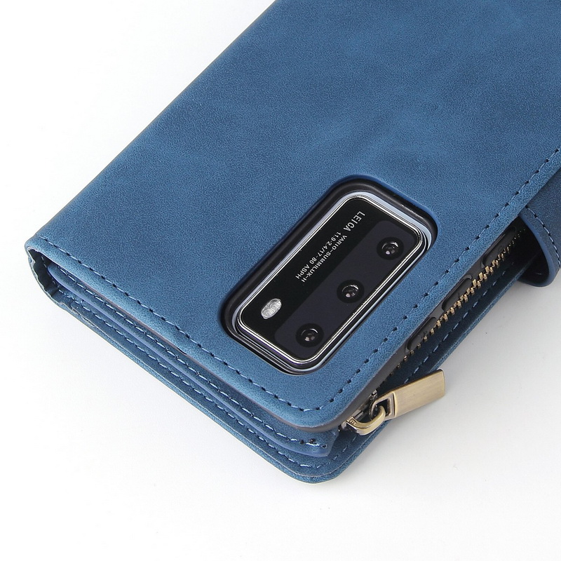Case Huawei P40 #เคสฝาพับหนัง PU แบบกระเป๋าสตางค์มีที่เก็บบัตรหลายช่อง Retro Wallet Leather Cover Multi Cards Stand
