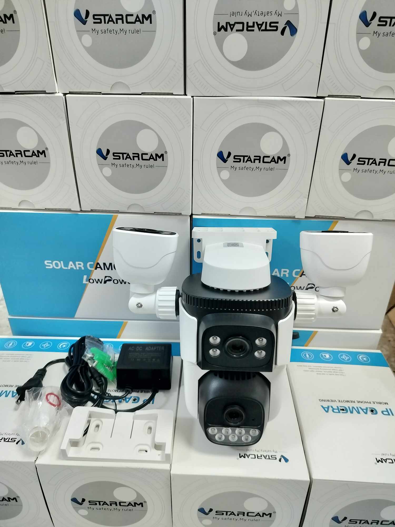 Vstarcam Vstarcam กล้องวงจรปิดภายนอก3เลนส์4มุมมองในจอเดียว รุ่นCS621FR กล้องมีWIFIในตัว บันทึกภาพและเสียง ขาว