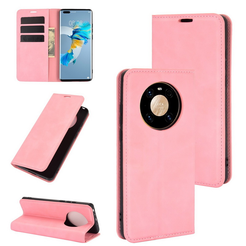 เคส Huawei Mate 40 Pro #เคสฝาพับแบบกระเป๋าสตางค์หนัง PU มีช่องใส่บัตร Silky Touch Leather Wallet Stand