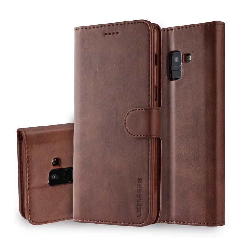 เคส Samsung Galaxy A8 (2018) LC.IMEEKE #เคสฝาพับหนัง PU คุณภาพดีสไตล์กระเป๋าสตางค์พร้อมช่องใส่การ์ด