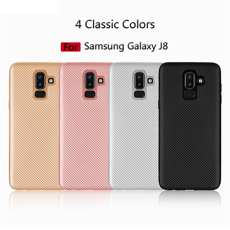 Case Samsung Galaxy J8 (2018) #เคสฝาหลัง TPU นิ่มแบบคาร์บอนไฟเบอร์ Soft Skin Case