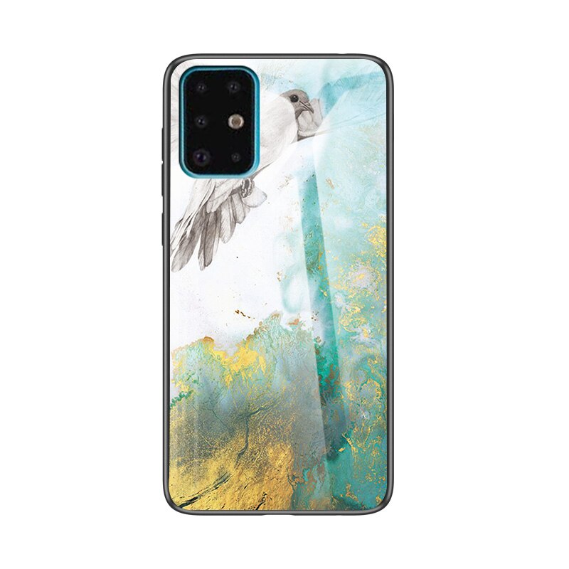 Case Samsung Galaxy A51 #เคสฝาหลัง Gradient Color ลายหินอ่อน Glass + PC + TPU Hybrid Case