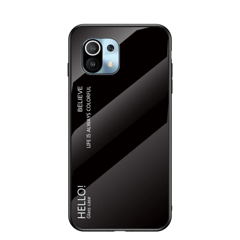 เคส Xiaomi Mi 11 #เคสฝาหลัง Gradient Color Glass + PC + TPU Hybrid Case