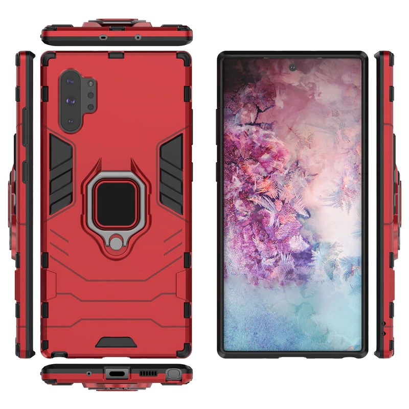 Case Samsung Galaxy Note 10+ #เคสฝาหลังพลาสติกแข็ง +TPU Hybrid Case มีแหวนสวมนิ้วโลหะ