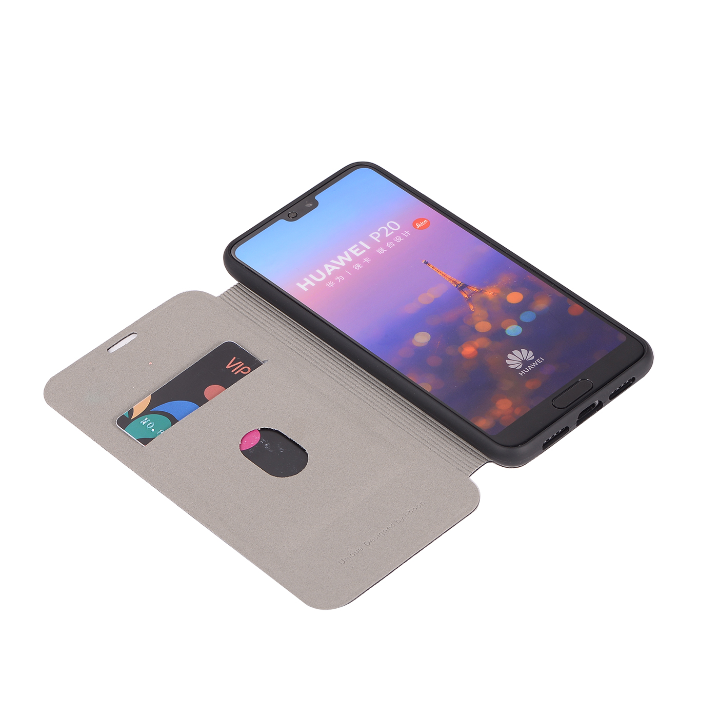 เคส Huawei P20 Pro #เคสฝาพับหนัง PU Litchi Skin Leather Stand Case พร้อมช่องเสียบการ์ด