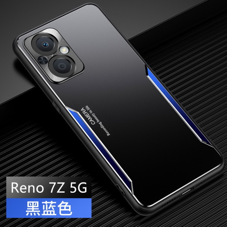 Case OPPO Reno 7z 5G #เคสฝาหลังไฮบริด Metal +TPU Shockproof metal back plate Phone Back Cover