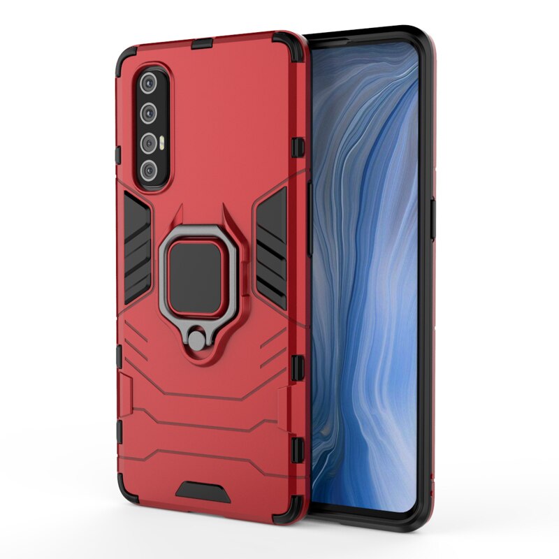Case OPPO Reno 3 Pro 5G 6.5นิ้ว #เคสฝาหลังพลาสติกแข็ง +TPU Hybrid Case มีแหวนสวมนิ้วโลหะ