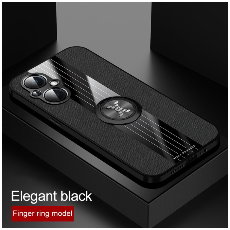 เคส OPPO Reno 7z 5G #เคสฝาหลังเคลือบผ้าเนื้อมีแหวนสวมนิ้ว TPU ไฮบริด+อะคริลิ + แหวนโลหะ