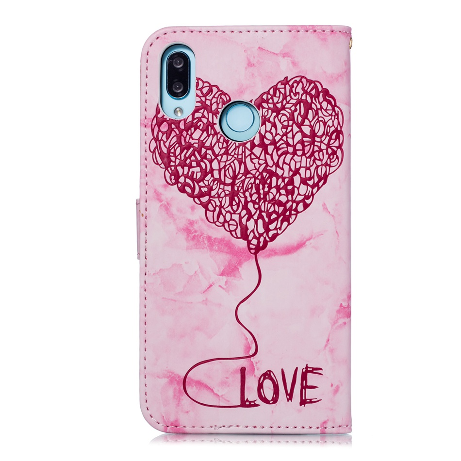 เคส Huawei nova 3i #เคสฝาพับหนัง PU แบบกระเป๋าสตางค์ลายหินอ่อนและรูปหัวใจ
