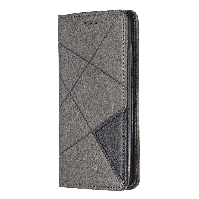 Case iPhone 14 plus#เคสฝาพับหนัง PU มีช่องเสียบ ID บัตรอื่นๆในตัว Geometric Pattern Leather Card Holder Protective