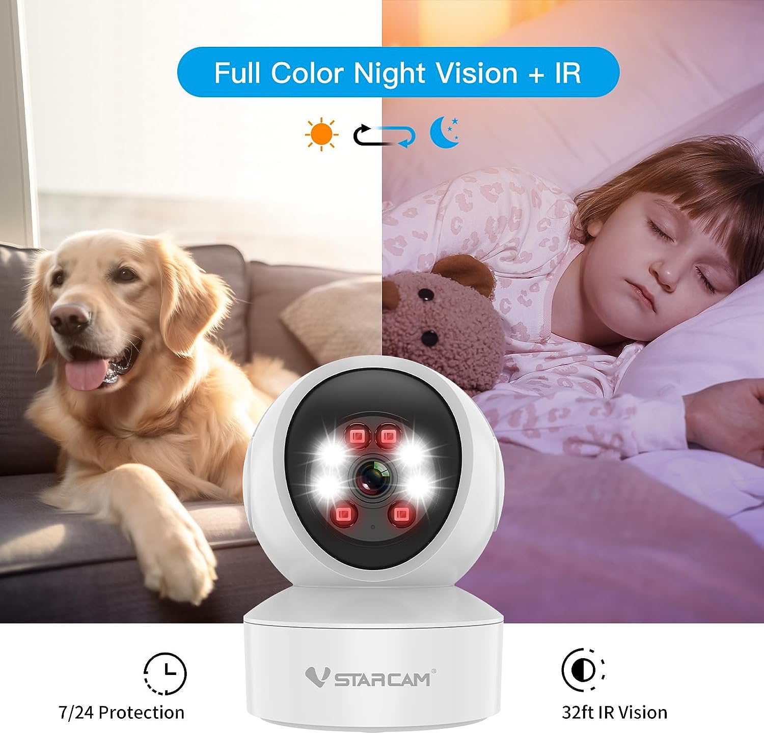 Vstarcam ใหม่ล่าสุด Vstarcam กล้องวงจรปิดกล้องใช้ภายใน รุ่นCS49 ความละเอียด3ล้านพิกเซล พูดโต้ตอบได้/ไวไฟในตัว ขาว