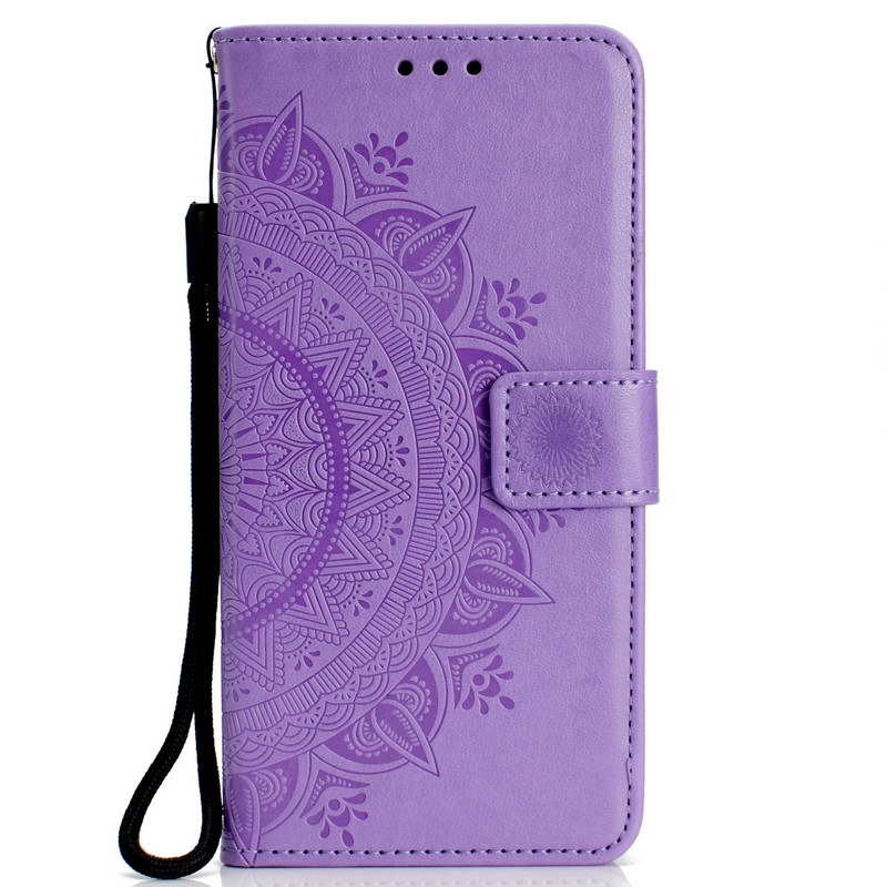 Case Samsung Galaxy A72 / A72 5G #เคสฝาพับหนัง PU ปั้มลาย Imprint Mandala Flower