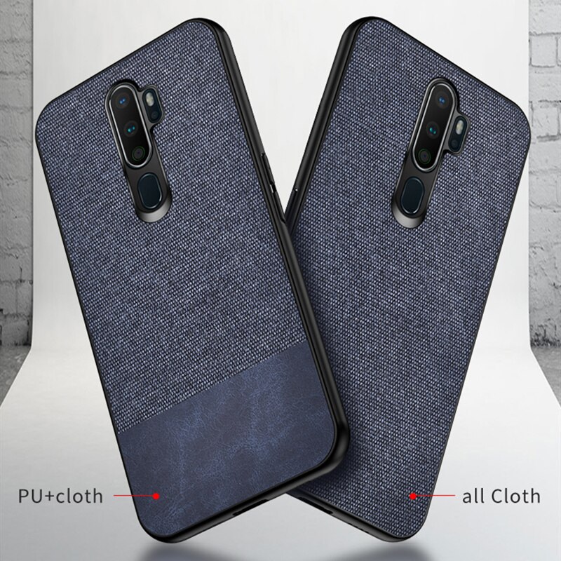 Case OPPO A9 (2020) / OPPO A5 (2020) #เคสฝาหลังรูปแบบ Cloth Texture PU Leather + TPU