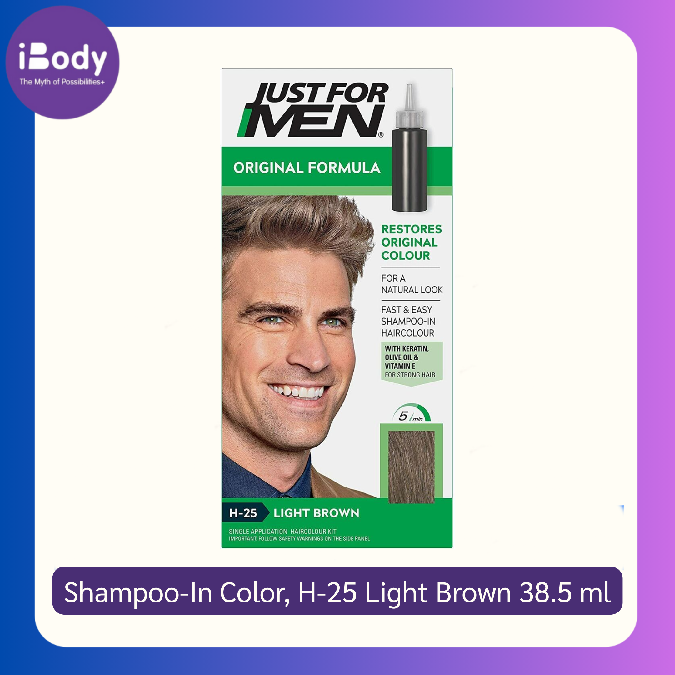 แชมพูเปลี่ยนสีผม แชมพูย้อมผม Shampoo-In Color, H-25 Light Brown 38.5 ml (Just For Men®)