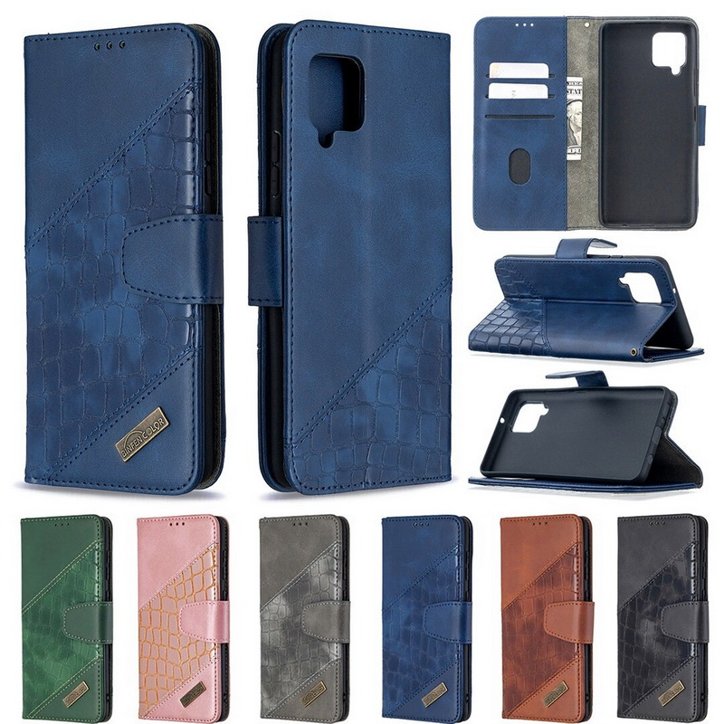 Case Samsung Galaxy A42 5G #เคสฝาพับหนัง PU ลายนูนมีช่องเสียบบัตร Luxury Crocodile Texture Wallet Emboss Leather Stand Phone Case