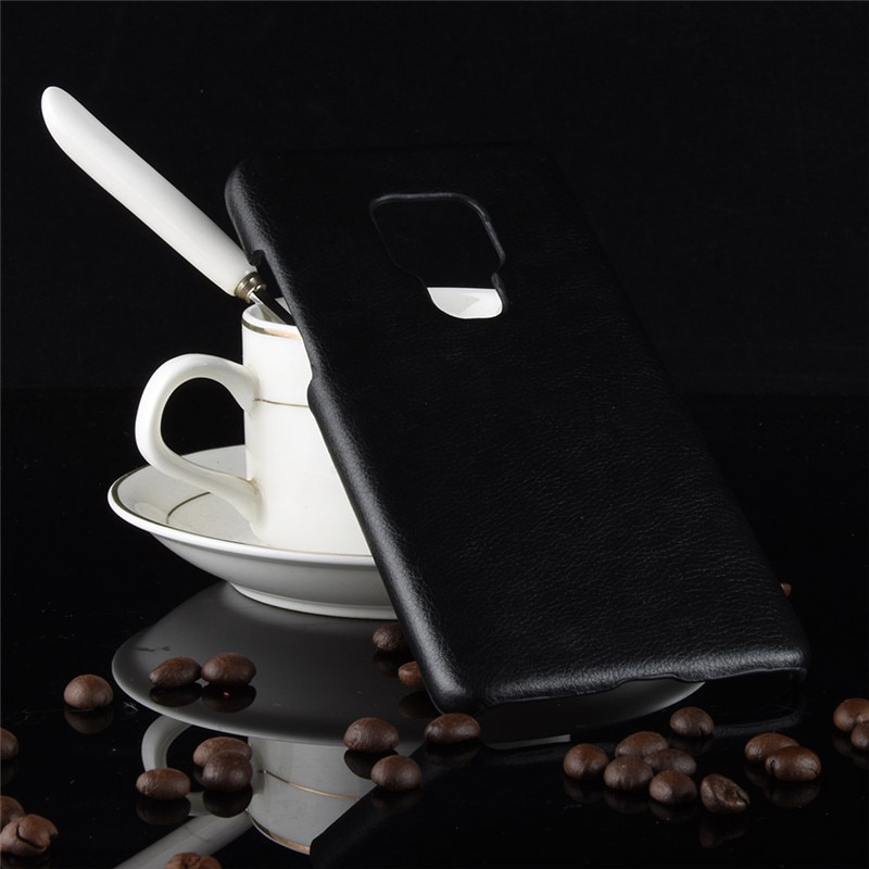 เคส Huawei Mate 20 X #เคสฝาหลังพลาสติกแข็งเคลือบหนัง PU ลายผิวลิ้นจี่ Litchi Skin Leather Coated