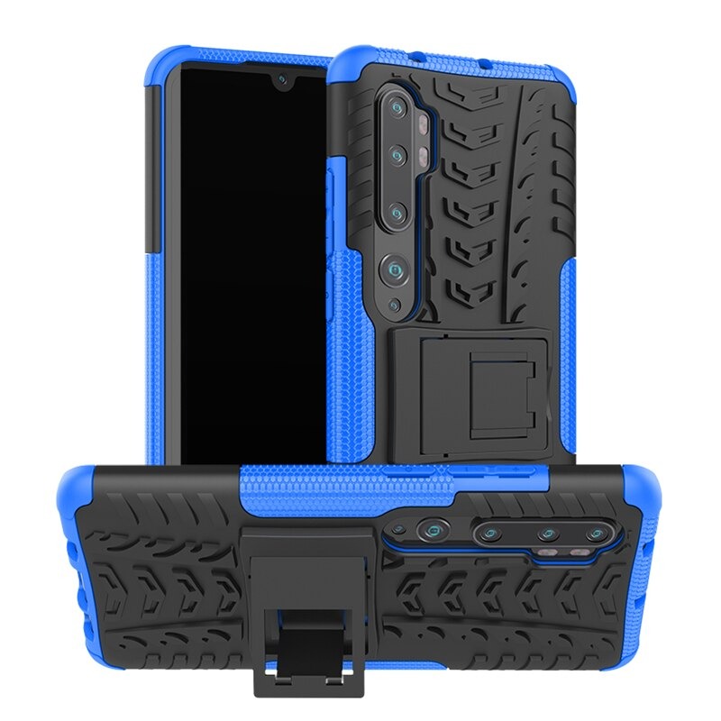 Case Xiaomi Mi Note 10 Pro #เคสฝาหลังกันลื่น Cool Tyre Pattern Kickstand (PC + TPU)