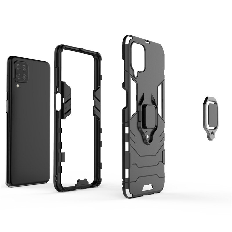 เคส Samsung Galaxy A42 5G #เคสฝาหลังพลาสติกแข็ง +TPU Hybrid Case มีแหวนสวมนิ้วโลหะ