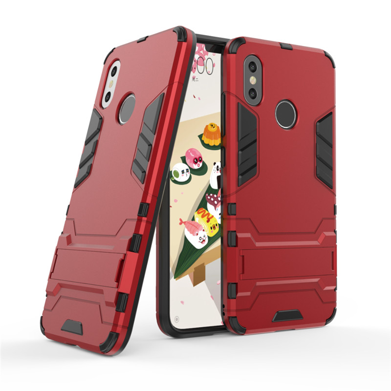Case Xiaomi Mi 8 #เคสฝาหลังพลาสติก ไฮบริด TPU + Kickstand สีสันสวยงามทันสมัย