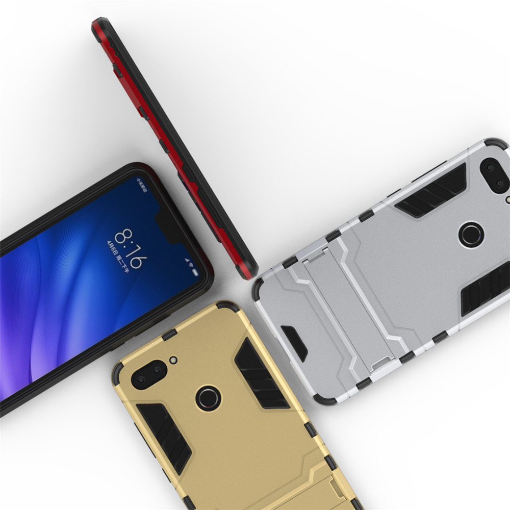 Case Xiaomi Mi 8 Lite #เคสฝาหลังพลาสติก ไฮบริด TPU + Kickstand