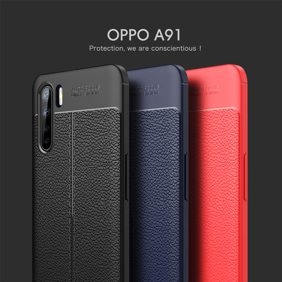 เคส OPPO A91 #เคสฝาหลัง TPU ผิวลิ้นจี่ช่วยป้องกันลายนิ้วมือและกันลื่นได้ดี