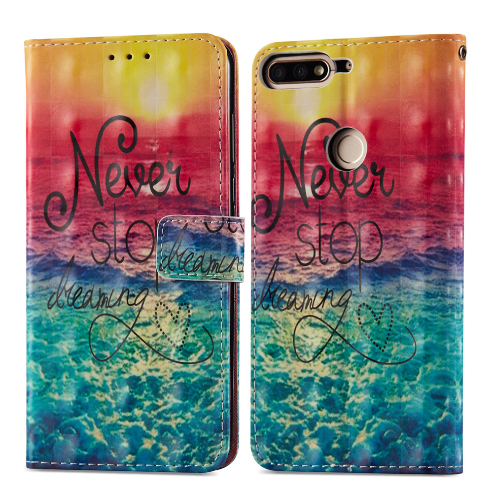 เคส Huawei Honor 7C / Enjoy 8 /Y7 Prime (2018) 3D Vivid Pattern Stand Leather #เคสฝาพับสไตล์กระเป๋าสตางค์