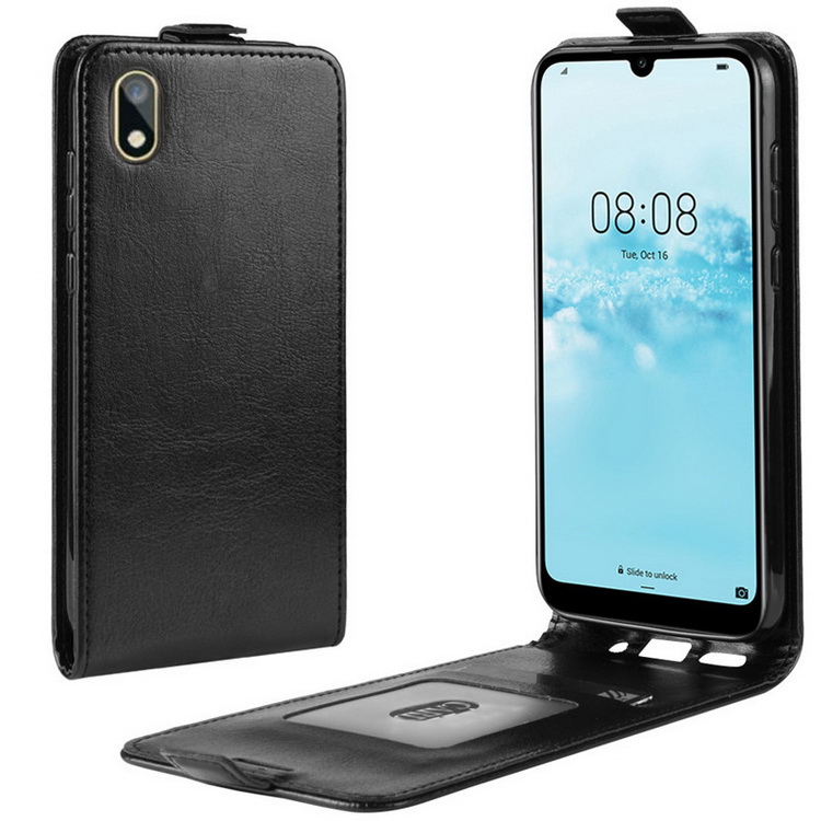 Case Huawei Y5 (2019) #เคสฝาพับหนัง PU Crazy Horse แนวตั้ง พร้อมช่องเสียบการ์ด