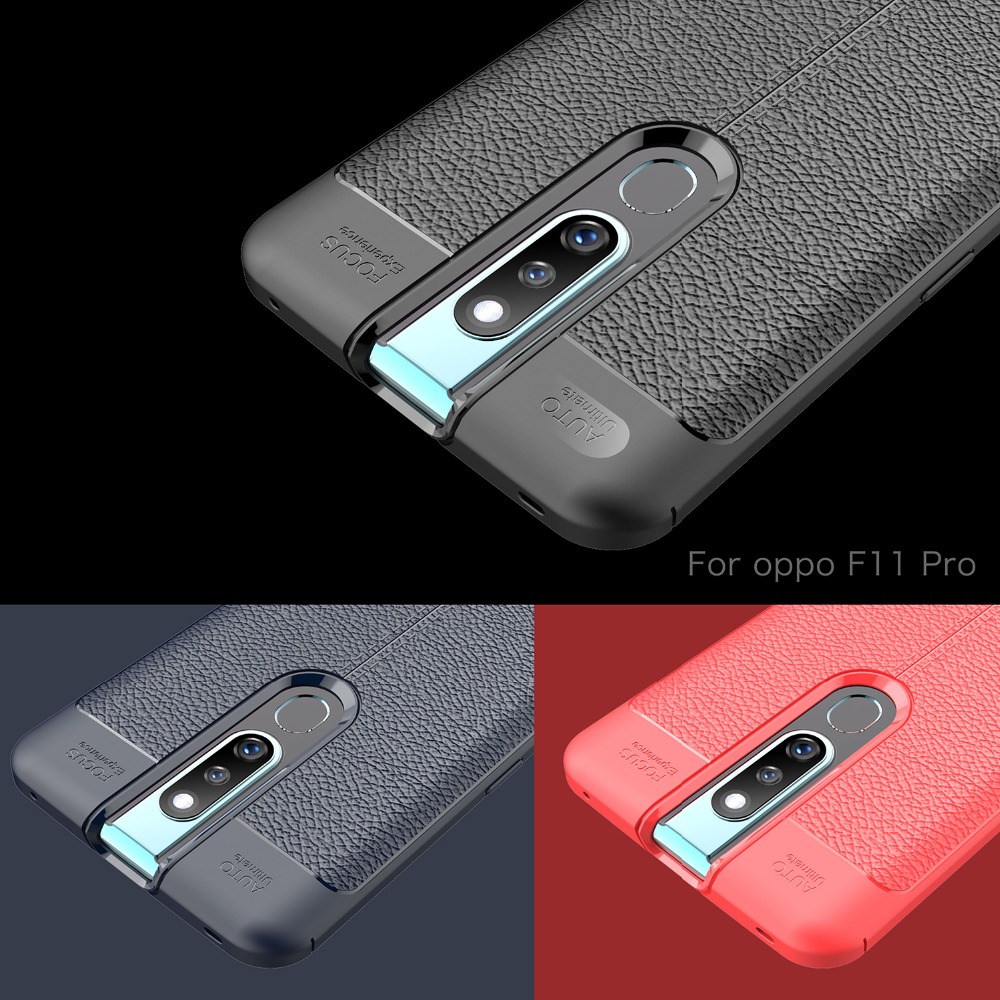 Case OPPO F11 Pro #เคสฝาหลังหนังPU ผิวลิ้นจี่ช่วยป้องกันลายนิ้วมือและกันลื่นได้ดีสีสันสวยงาม