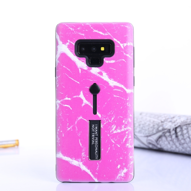 Case Samsung Galaxy Note 9 N960 #เคสฝาหลังพลาสติก+TPU Hybrid Cover ลวดลายหินอ่อน พร้อมที่สวมนิ้วมือและขาตั้งในตัว
