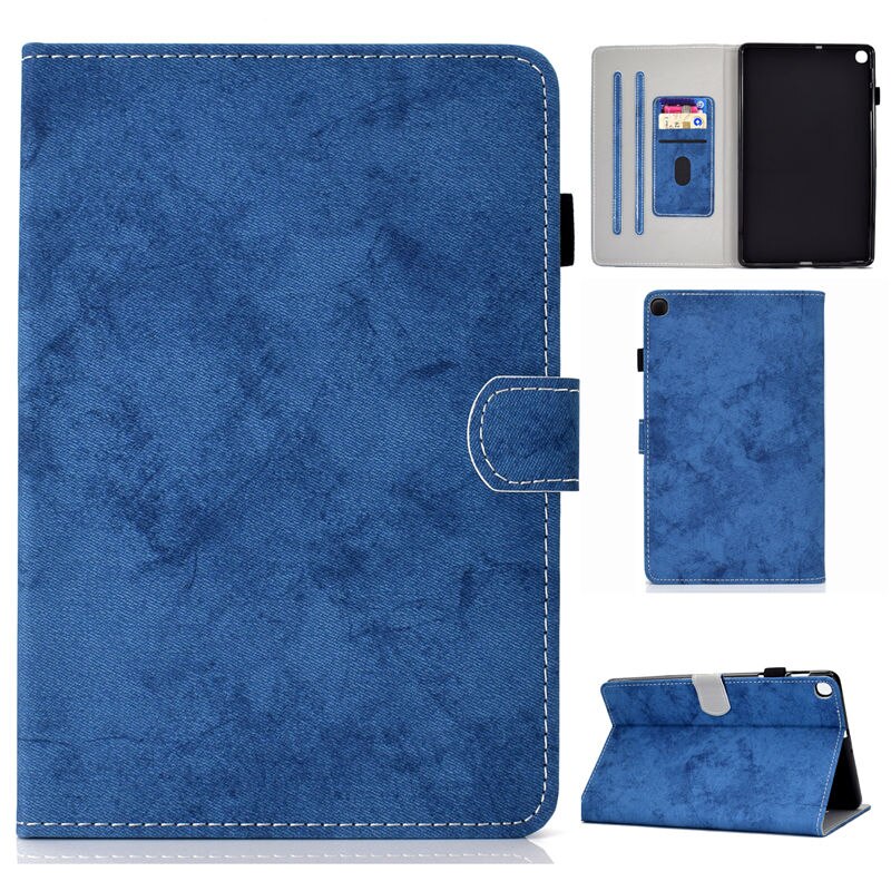 Case Samsung Galaxy Tab S6 Lite 10.4 SM-P610 P615 P617 #เคสฝาพับหนัง PU ลายผิวผ้ามีช่องใส่บัตร Business Style Leather Case with Card Storage