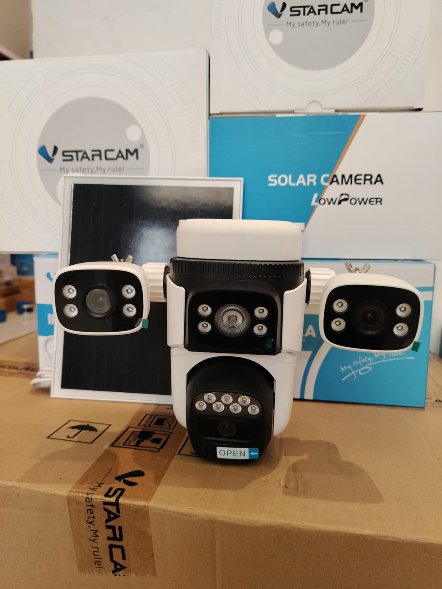 Vstarcam Vstarcam กล้องสามเลนส์โซล่าเซลล์แบบใส่ซิมใช้พลังงานแสงอาทิตย์ รุ่นBG621SR คมชัด2ล้านพิกเซล รองรับซิม4Gทุกเครือข่าย ขาว