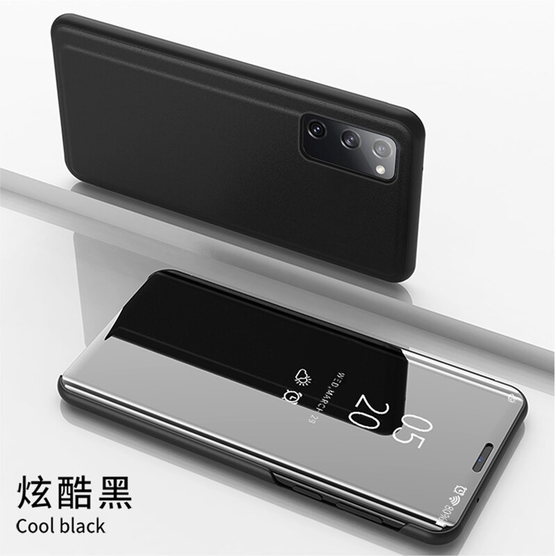 Case Huawei Y7a#เคสฝาพับปกโปร่งแสงผิวเงา Electroplating Mirror Surface Window View