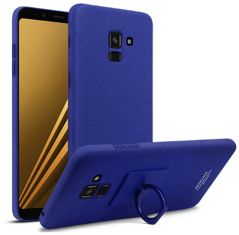 เคส Samsung Galaxy A8 (2018) #เคสฝาหลังพลาสติก IMAK Cowboy Shell พร้อมขาตั้งแหวน + ฟิล์มกันรอย