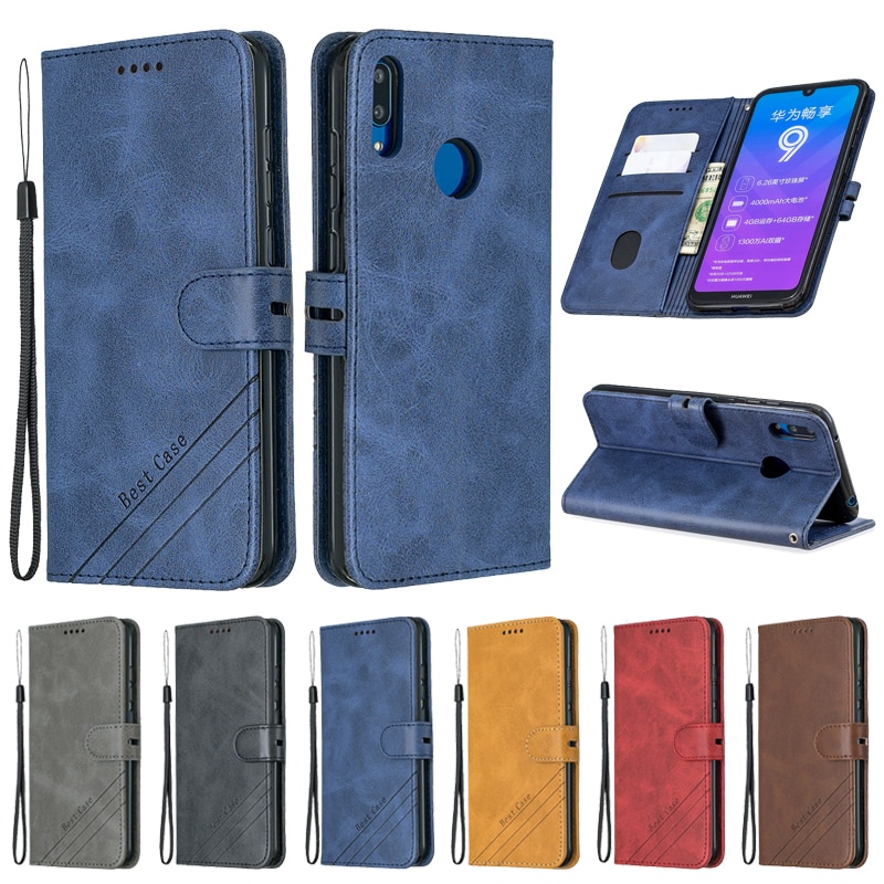 เคส Huawei Y7 2019 #เคสแบบฝาพับสไตล์กระเป๋าสตางค์หนัง PU มีสายคล้องมือ