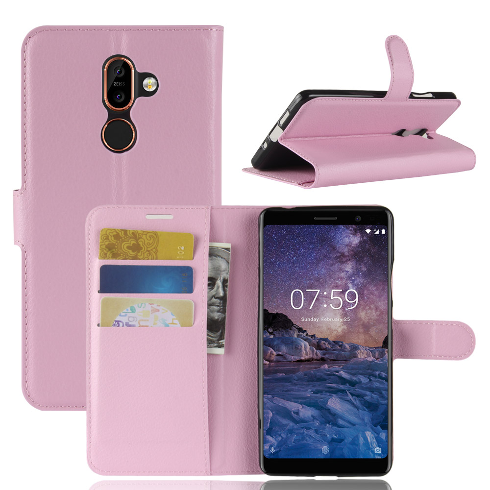 Case Nokia 7 plus #เคสฝาพับสไตล์กระเป๋าสตางค์หนัง PU ผิวลิ้นจี่สีสันสวยงามทันสมัย