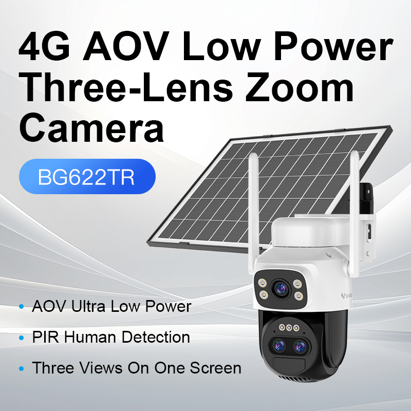 Vstarcam Vstarcam กล้องสองเลนส์โซล่าเซลล์แบบใส่ซิมใช้พลังงานแสงอาทิตย์ รุ่นBG622DR รองรับซิม4Gทุกเครือข่าย ขาว