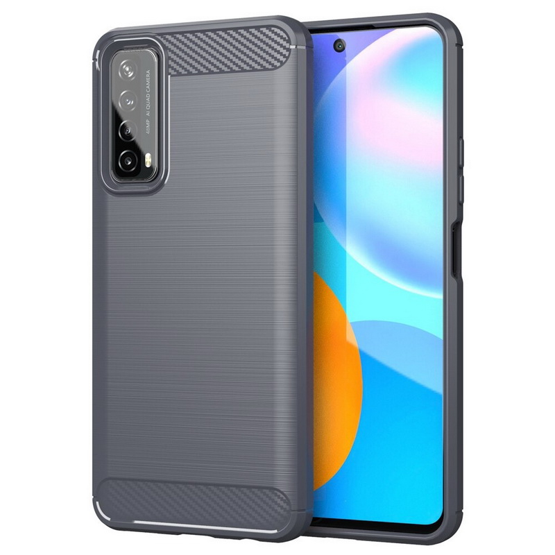 Case Huawei Y7a #เคสฝาหลังตกแต่งคาร์บอนไฟเบอร์ ผิวขัดแปรง Brushered TPU Back Case