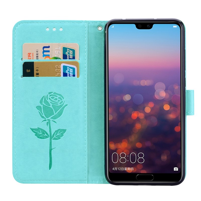 Case Huawei P20 Pro #เคสฝาพับหนัง PU ลายดอกกุหลาบแบบกระเป๋าสตางค์ HAT PRINCE Imprinted Rose Leather