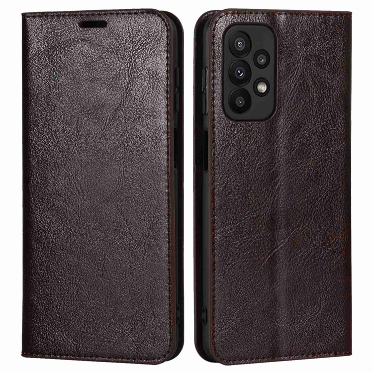 Case Samsung Galaxy A23 4G #เคสฝาพับหนังแท้แบบกระเป๋าสตางค์คุณภาพดี Crazy Horse Genuine Leather Cover