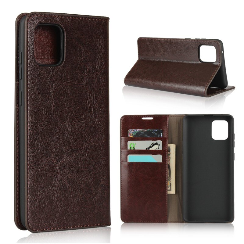 Case Samsung Galaxy Note 10 Lite #เคสฝาพับหนังแท้แบบกระเป๋าสตางค์คุณภาพดี Crazy Horse Genuine Leather Cover