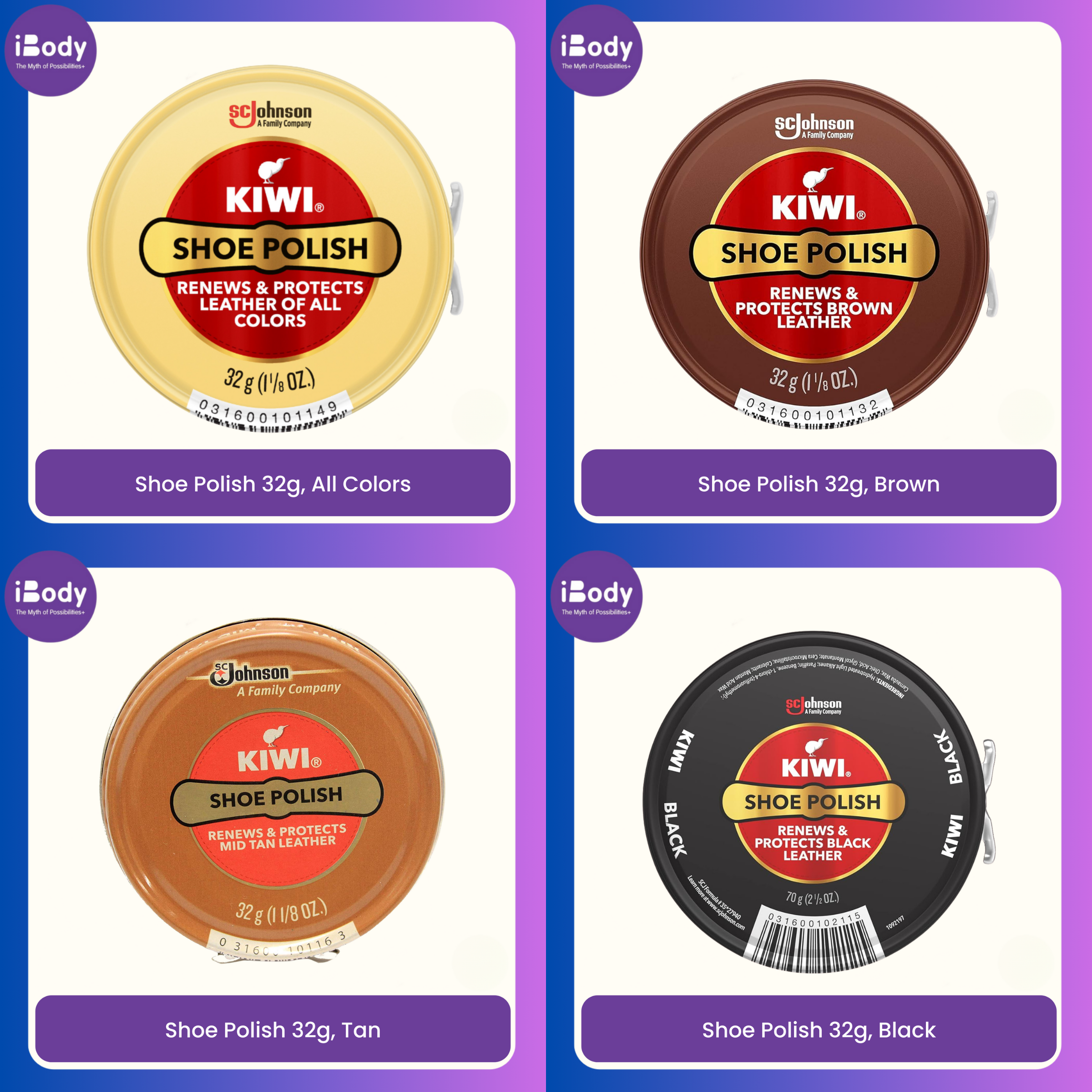 KIWI® Shoe Polish 32 g กีวี ครีมขัดรองเท้าหนัง ทำความสะอาด เคลือบเงา