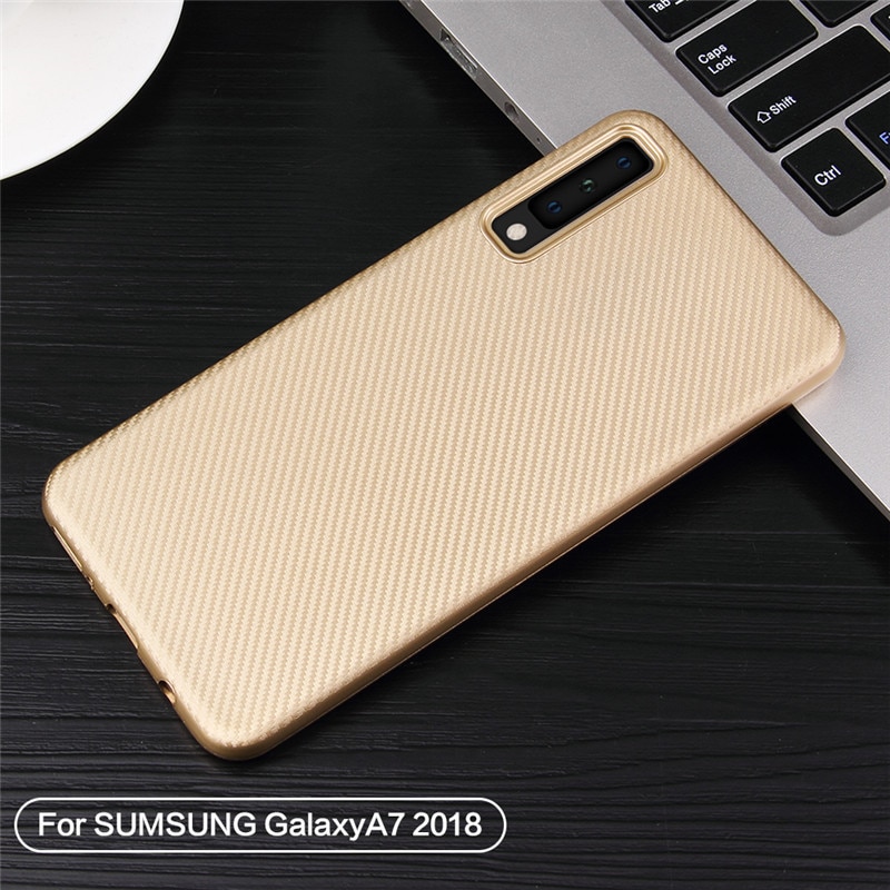 Case Samsung Galaxy A7 (2018) #เคสฝาหลัง TPU นิ่มแบบคาร์บอนไฟเบอร์ Soft Skin Case