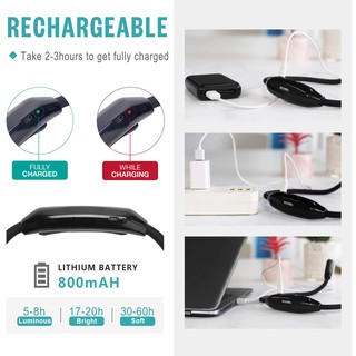 Vekkia® Rechargeable 2 LED Neck Book Light ไฟ LED แบบคล้องคอ แบบชาร์จได้ ใส่วิ่งได้ ไฟฉาย ไฟอ่านหนังสือ