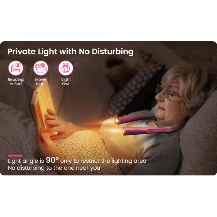 Glocusent® Upgraded LED Neck Reading Light ไฟอ่านหนังสือ ไฟฉายแบบคล้องคอ แบบชาร์จได้ ไฟLEDปรับความสว่างได้