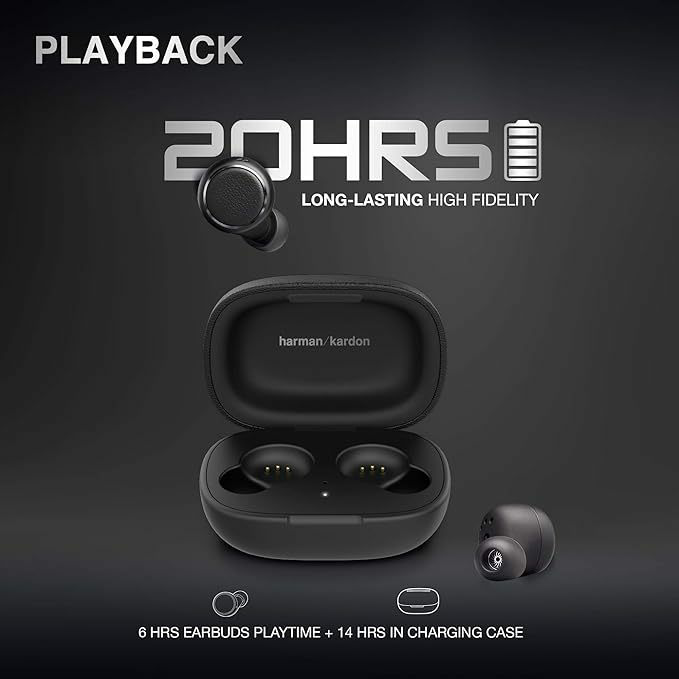 Harman Kardon® Fly Tws Ture Wireless Headphone, Black หูฟังไร้สาย แบบ In-Ear