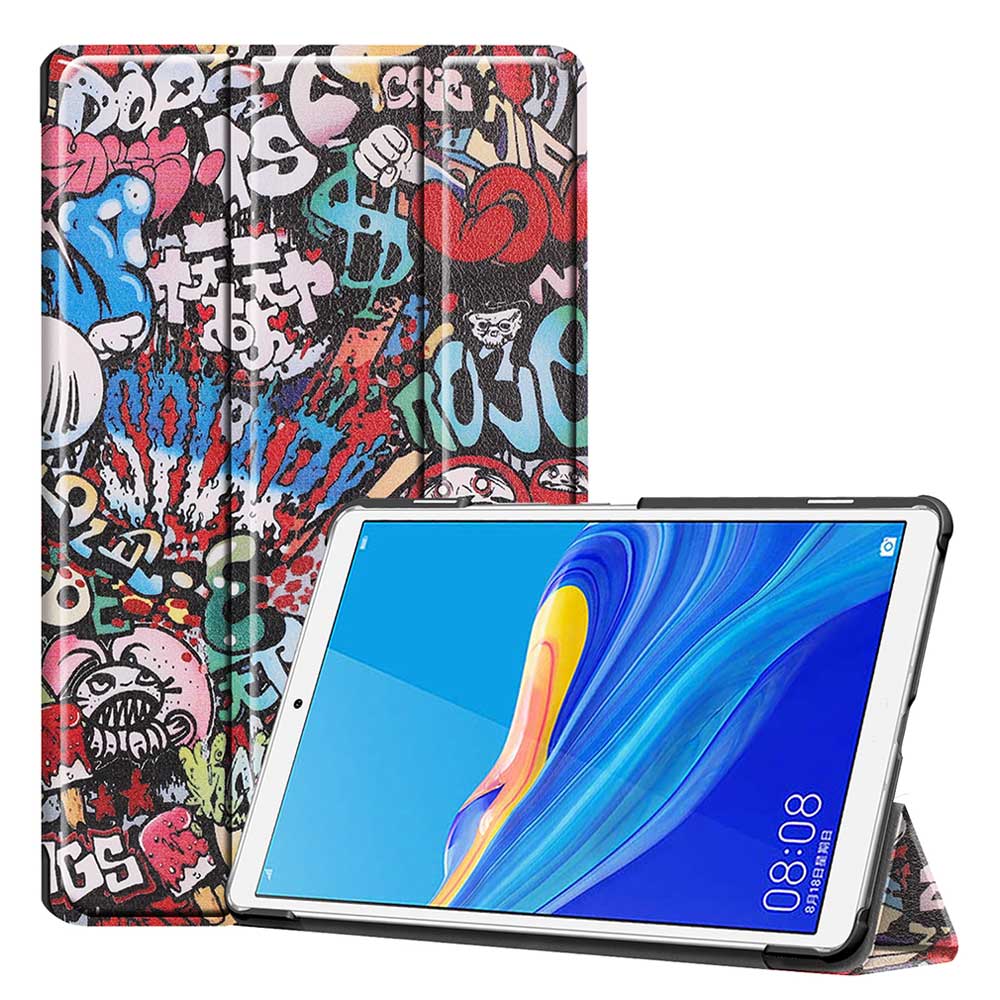 เคส Huawei MediaPad M6 8.4 #เคสฝาพับหนัง PU พิมพ์ลาย Pattern Printing Tri-fold Stand Leather Tablet Shell