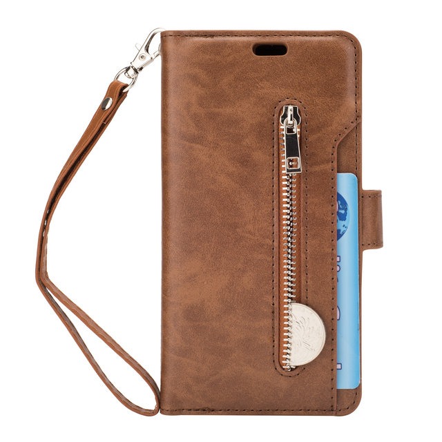 Case Samsung Galaxy Note 10+ #เคสฝาพับแบบกระเป๋าสตางค์ช่องใส่บัตรหลายช่อง Multi-slot Wallet Zippered Leather พร้อมสายคล้อง