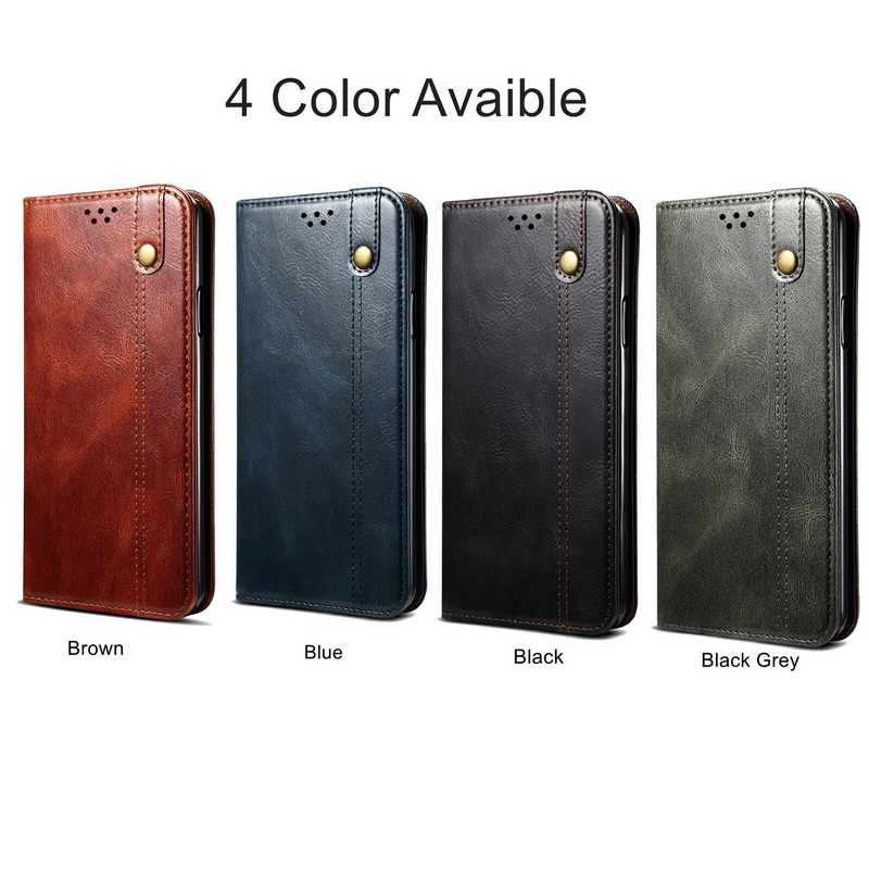 เคส OPPO Reno 4 4G #เคสแบบฝาพับหนัง PU ผิวหนังม้า Waxy Crazy Horse Texture TPU + PU Leather Case Cover