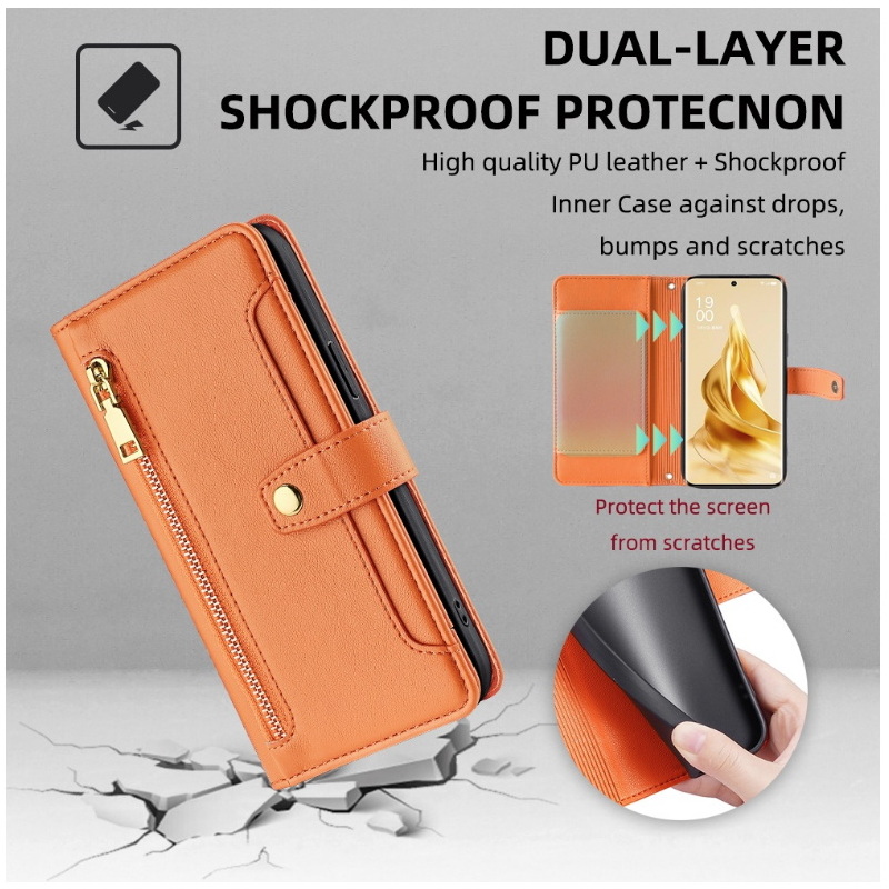 เคส Samsung Galaxy A7 (2018)#เคสฝาพับหนัง PU แบบกระเป๋าสตางค์ Zipper Wallet Leather Flip Case